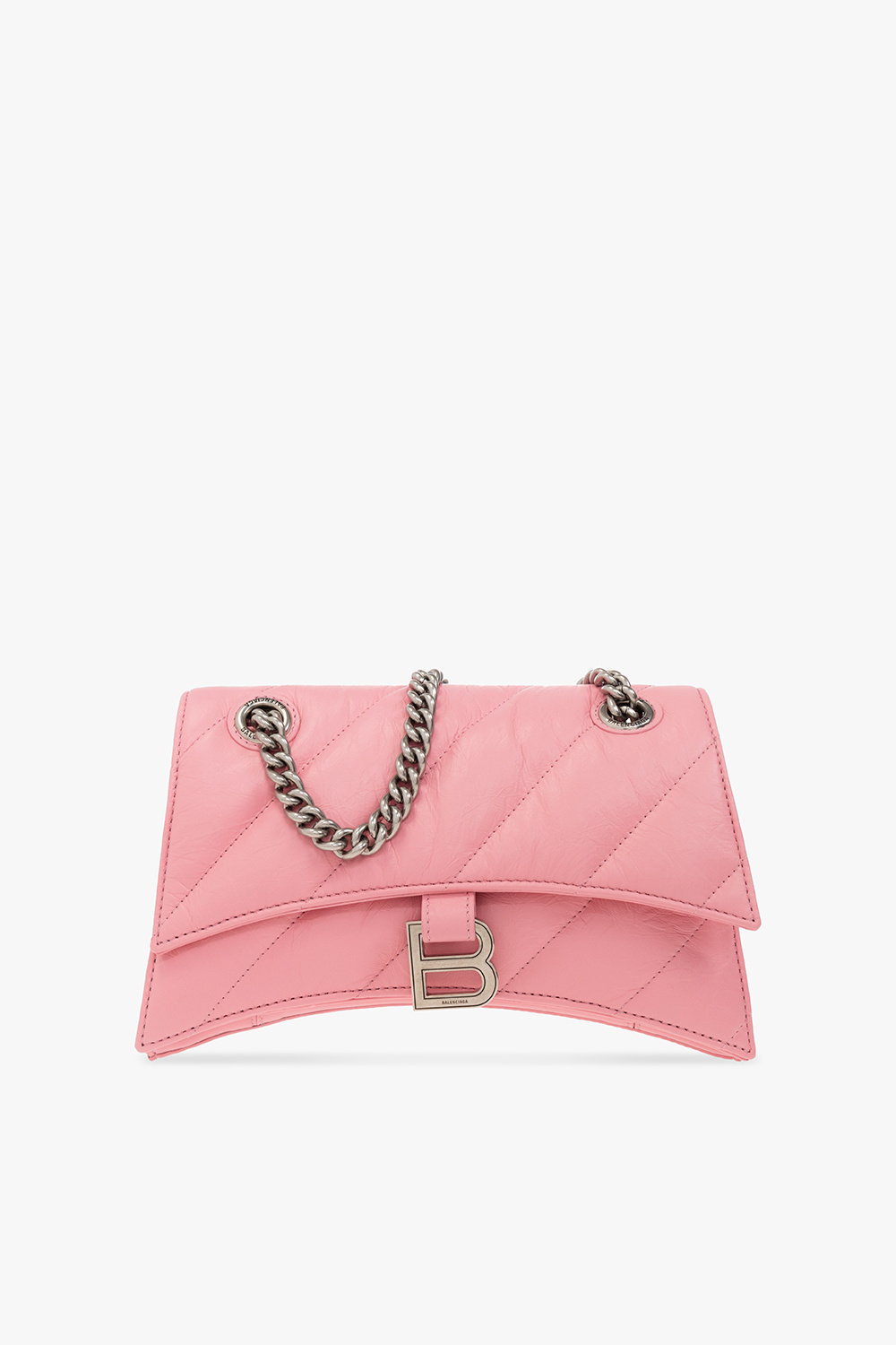 SchaferandweinerShops Italy Vegan Leather Tote Bag With Perforated Logo Detail Pink Crush Small shoulder bag Balenciaga